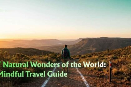 Mindful traveler looking over one of the 7 natural wonders of the world at sunset.