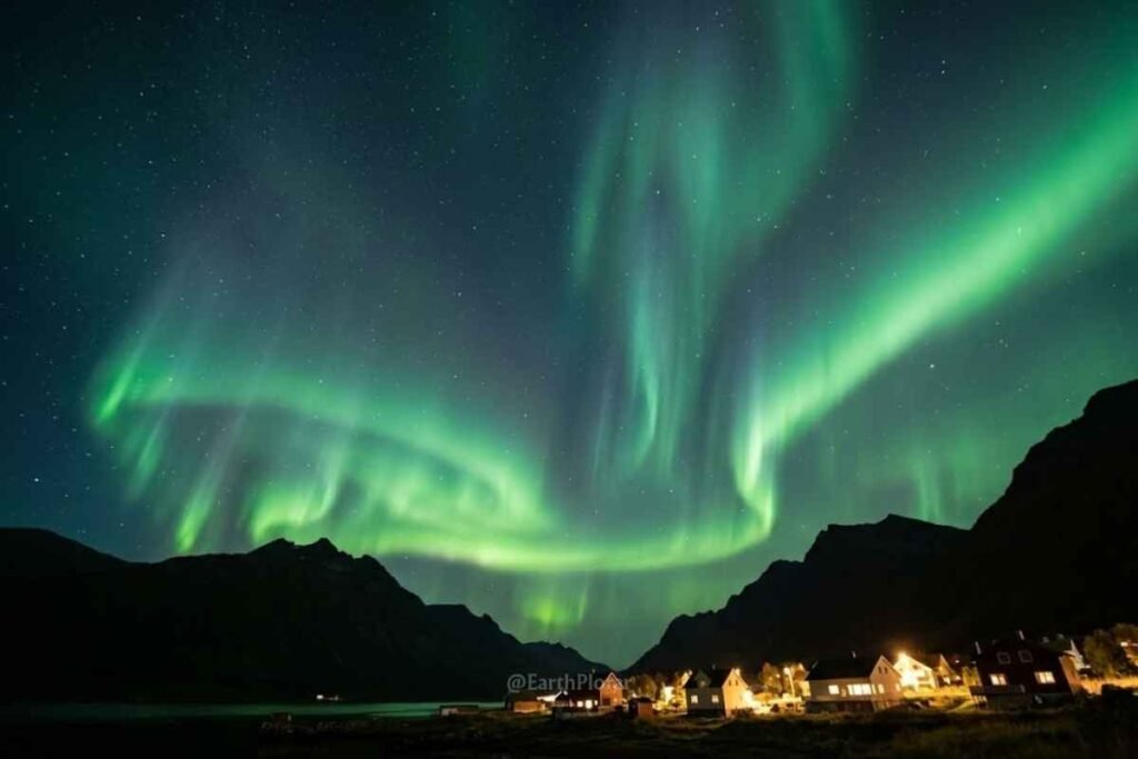 Green northern lights over Tromsø, Norway, a top Arctic destination to visit